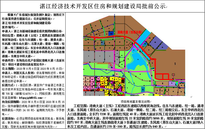 东海岛石化产业园区港南大道（含延长线）项目《建设项目选址意见书》公示.JPG